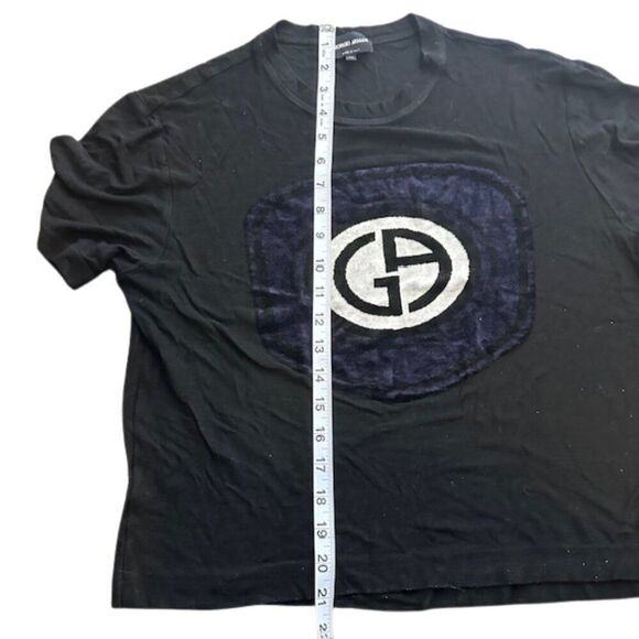 Georgio Armani Women's Black T-Shirt with Velvet Oversized Logo Size 46 (XL/10) - Picture 5 of 7